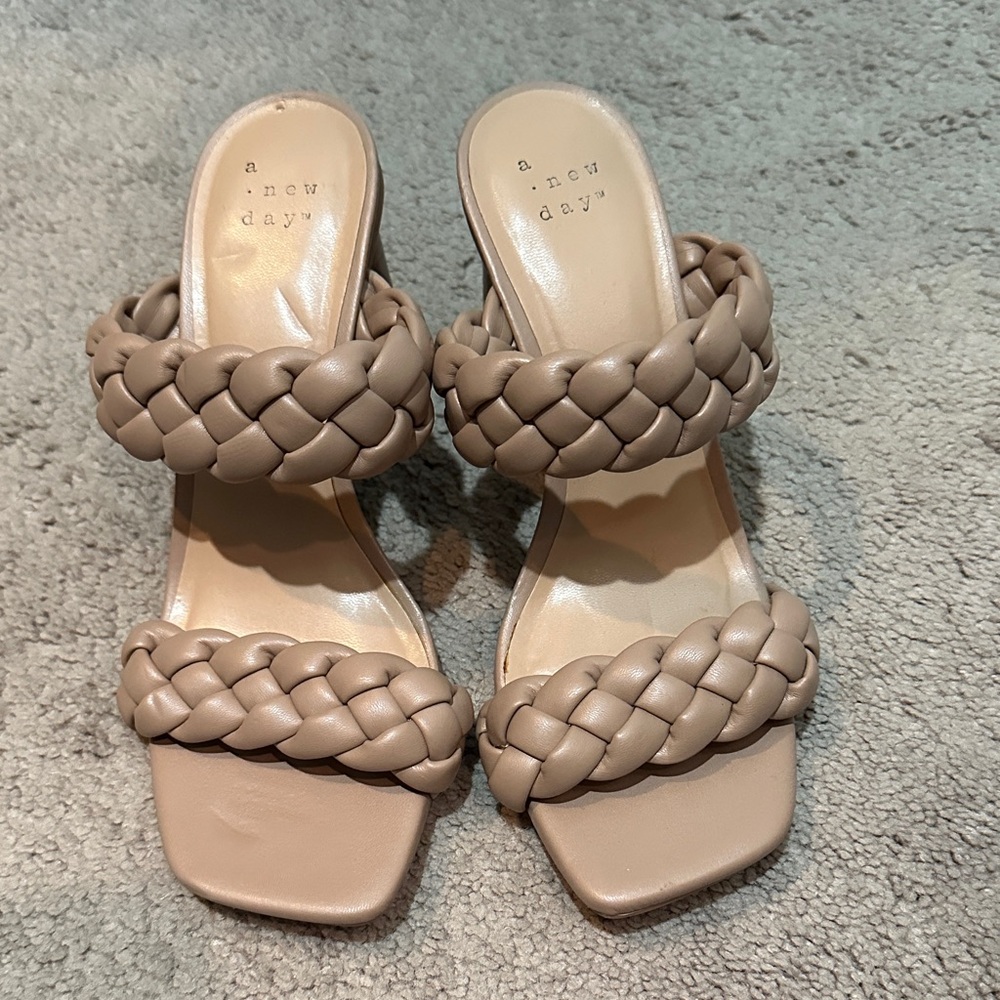 A New Day Women's Beige Braided Heels